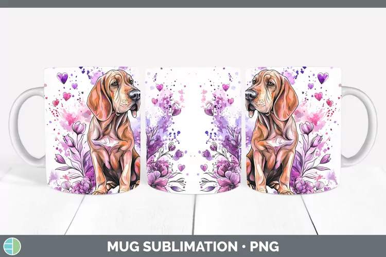 Valentine Splash Dogs Bloodhound Mug Wrap Sublimation Coffee