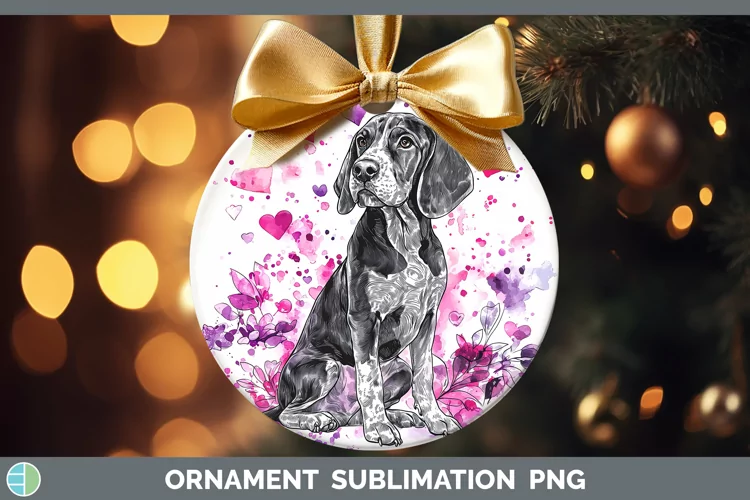 Valentine Splash Dogs Bluetick Coonhound Ornament Sublimati