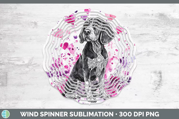 Valentine Splash Dogs Bluetick Coonhound Wind Spinner Subli