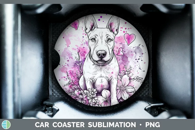 Valentine Splash Dogs Bull Terrier Dog Car Coaster Sublimati