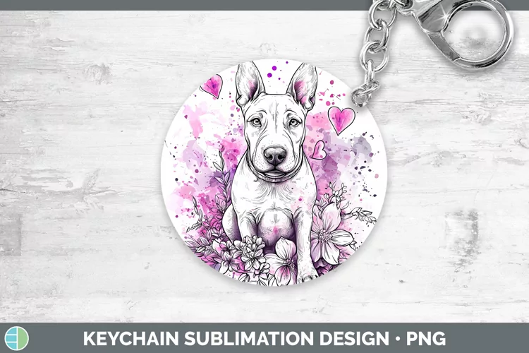 Valentine Splash Dogs Bull Terrier Dog Keychain Sublimation