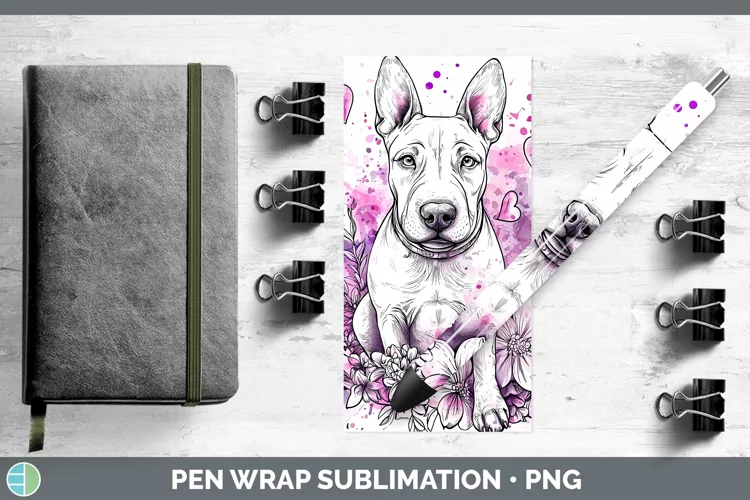 Valentine Splash Dogs Bull Terrier Dog Pen Wrap Sublimation
