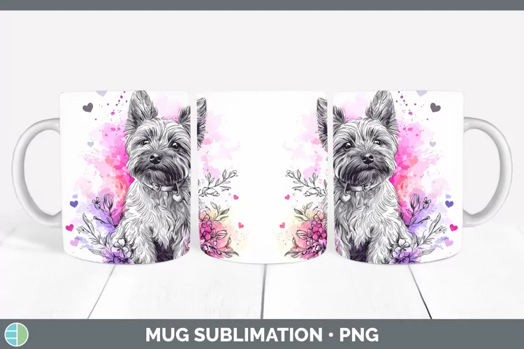 Valentine Splash Dogs Cairn Terrier Mug Wrap Sublimation Co