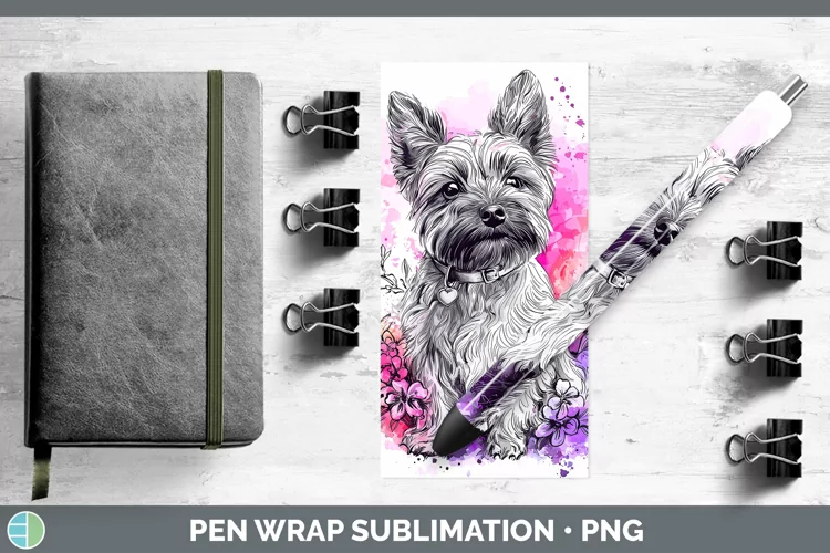 Valentine Splash Dogs Cairn Terrier Pen Wrap Sublimation Pe