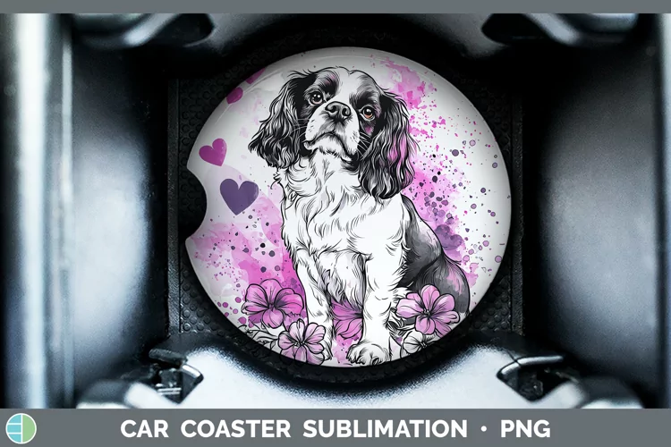 Valentine Splash Dogs Cavalier King Charles Spaniel Car Coas