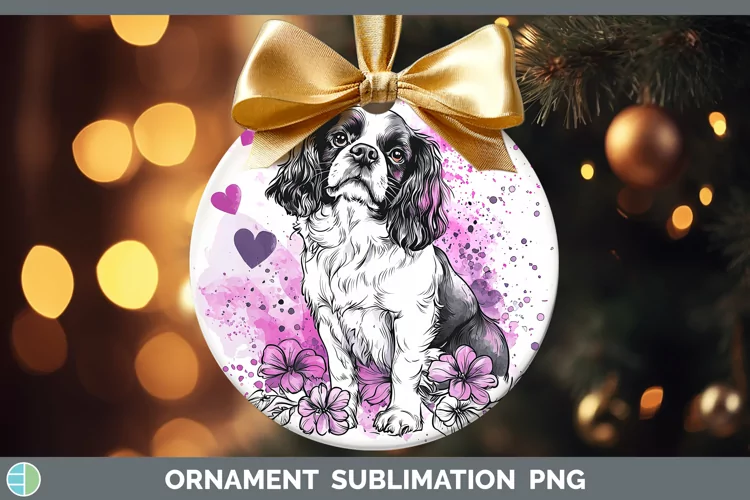 Valentine Splash Dogs Cavalier King Charles Spaniel Ornament