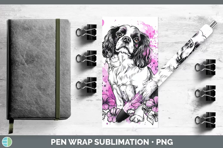 Valentine Splash Dogs Cavalier King Charles Spaniel Pen Wrap