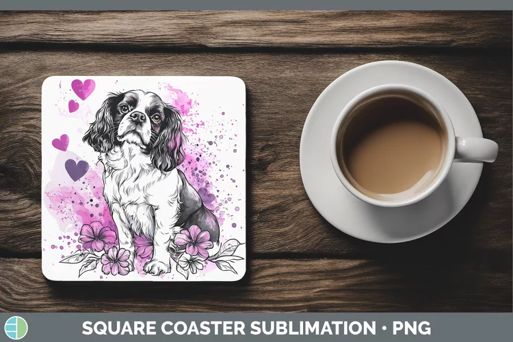 Valentine Splash Dogs Cavalier King Charles Spaniel Square C