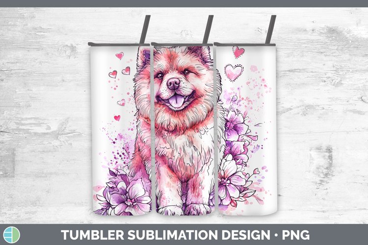 Valentine Splash Dogs Chow Chow Tumbler Sublimation 20 oz Sk