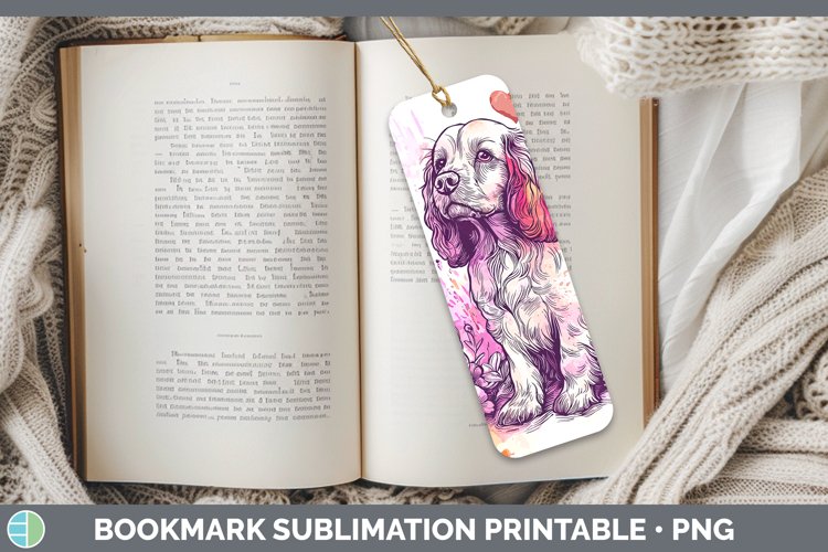 Valentine Splash Dogs Cocker Spaniel Bookmark Sublimation Pr