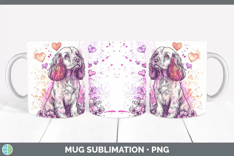 Valentine Splash Dogs Cocker Spaniel Mug Wrap Sublimation Co