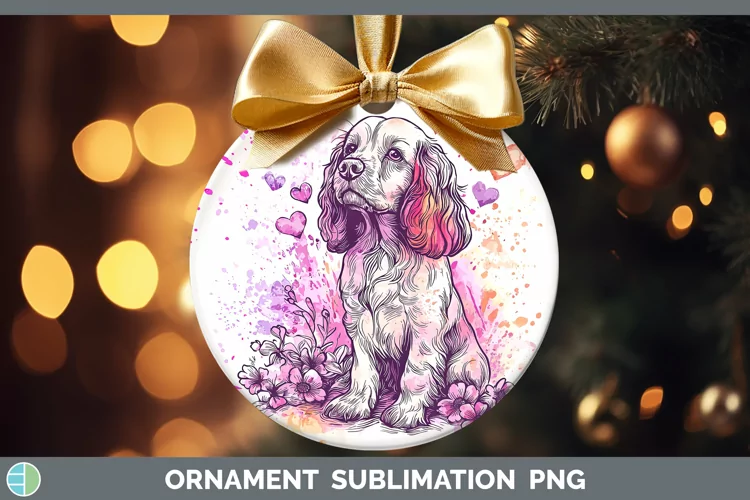 Valentine Splash Dogs Cocker Spaniel Ornament Sublimation Ba