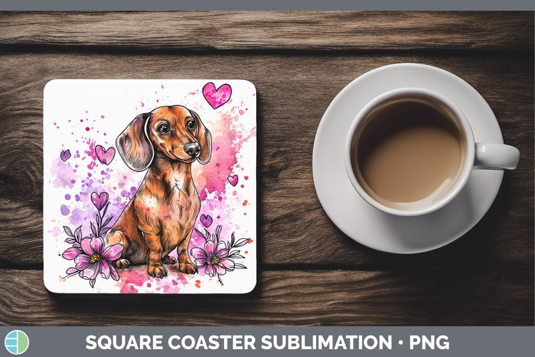 GorgeousValentine Splash Dogs Square Coaster design.