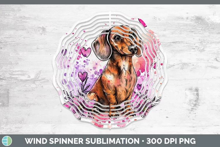 Valentine Splash Dogs Dachshund Wind Spinner Sublimation Spi