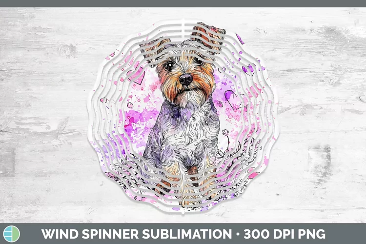 Valentine Splash Dogs Fox Terrier Dog Wind Spinner Sublimati