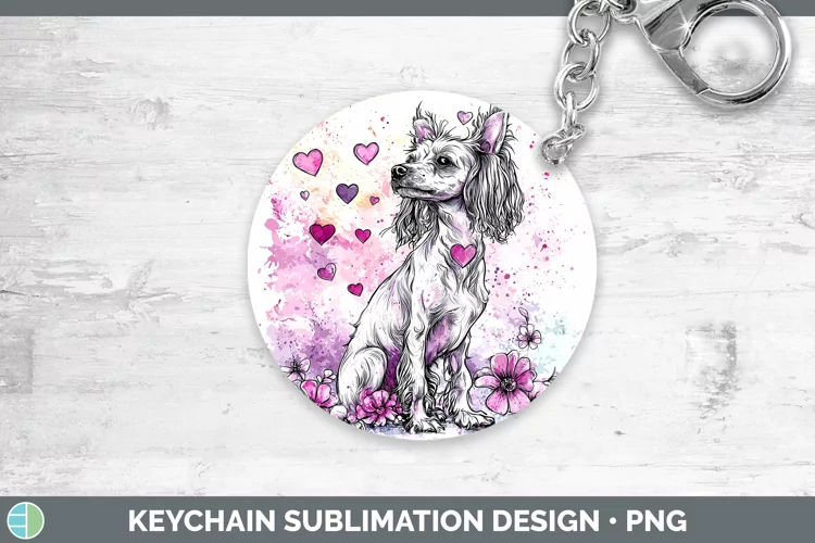 Valentine Splash Dogs Hairless Chinese Crested Dog Keychain