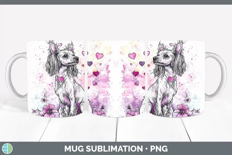 Valentine Splash Dogs Hairless Chinese Crested Dog Mug Wrap