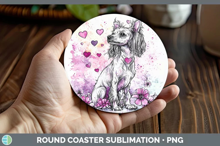 Valentine Splash Dogs Hairless Chinese Crested Dog Round Coa