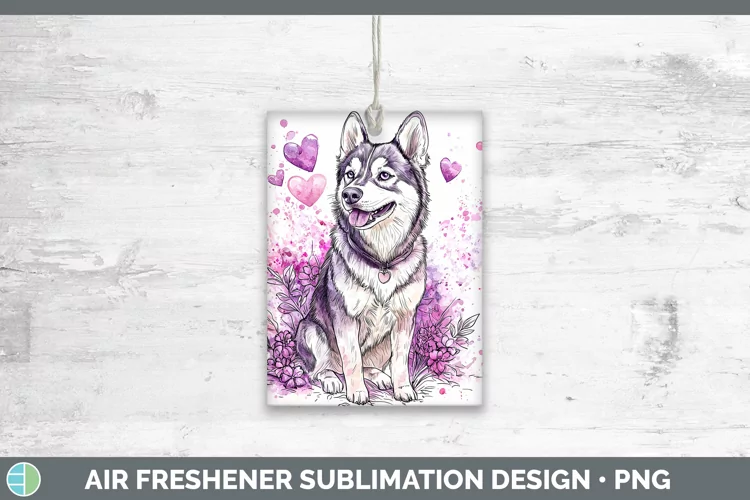 Valentine Splash Dogs Husky Air Freshener Sublimation Car Fr