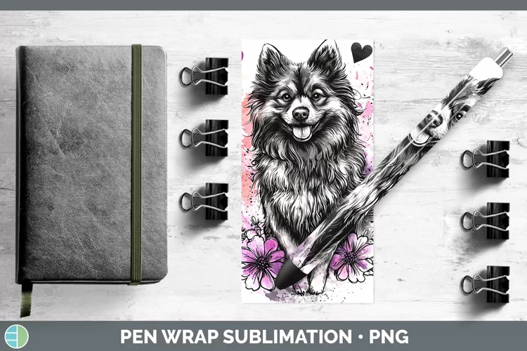 Valentine Splash Dogs Keeshond Dog Pen Wrap Sublimation Pen