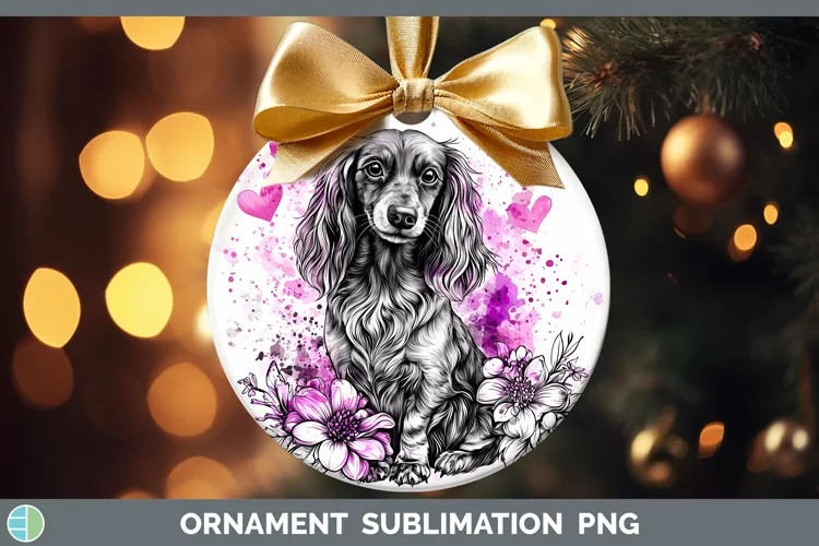 Valentine Splash Dogs Long-haired Dachshund Ornament Sublima