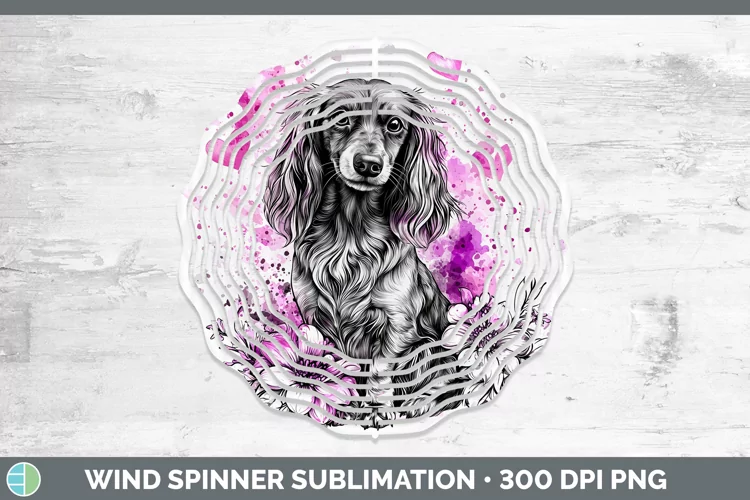 Valentine Splash Dogs Long-haired Dachshund Wind Spinner Sub