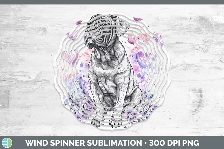 Valentine Splash Dogs Mastiff Wind Spinner Sublimation Spin