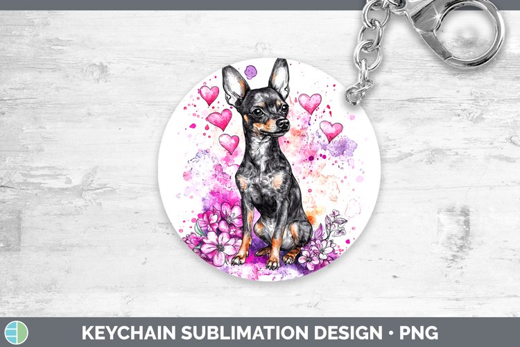 Valentine Splash Dogs Miniature Pinscher Keychain Sublimati