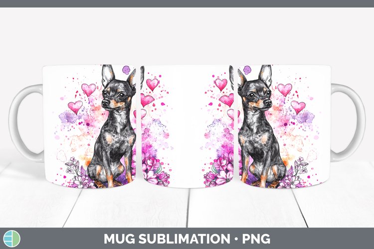 Valentine Splash Dogs Miniature Pinscher Mug Wrap Sublimati