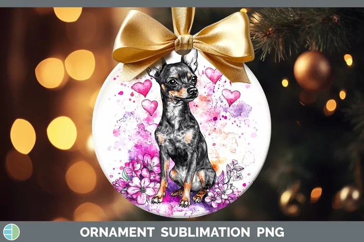 Valentine Splash Dogs Miniature Pinscher Ornament Sublimati