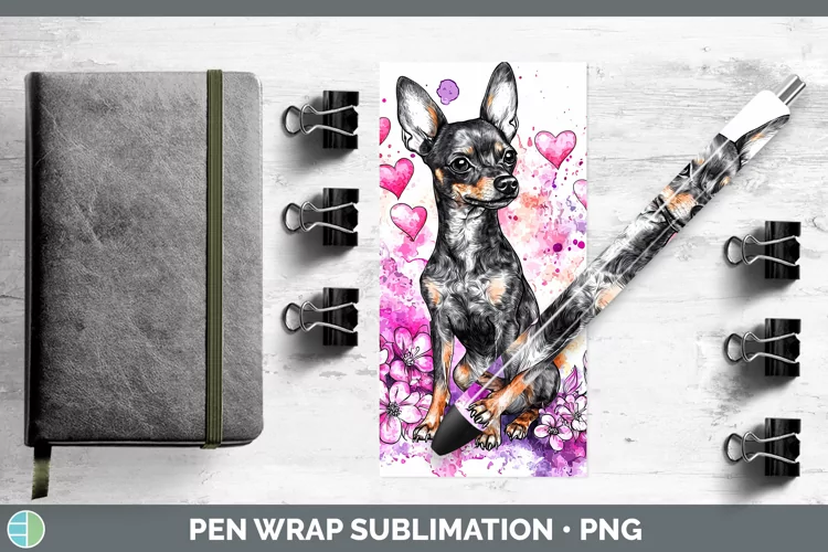 Valentine Splash Dogs Miniature Pinscher Pen Wrap Sublimati
