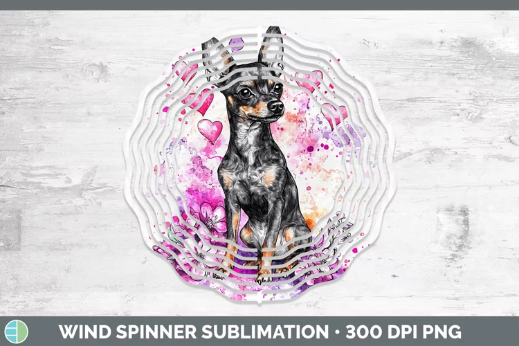 Valentine Splash Dogs Miniature Pinscher Wind Spinner Subli