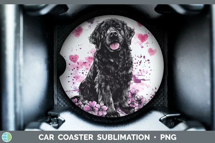 Valentine Splash Dogs Newfoundland Car Coaster Sublimation