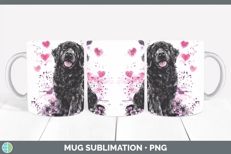 Valentine Splash Dogs Newfoundland Mug Wrap Sublimation Cof