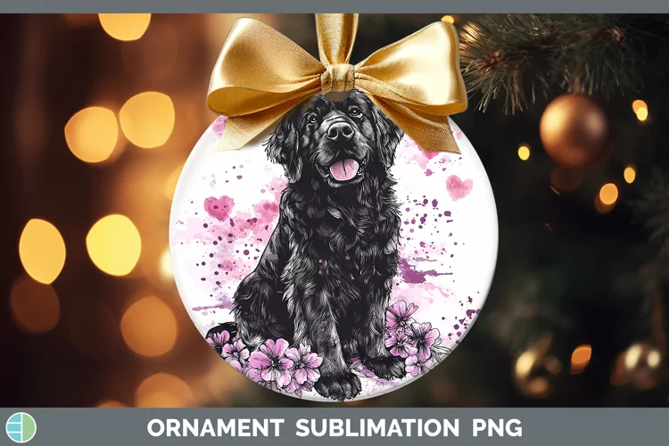 Valentine Splash Dogs Newfoundland Ornament Sublimation Bau
