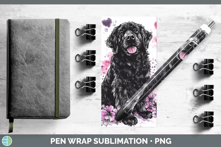 Valentine Splash Dogs Newfoundland Pen Wrap Sublimation Pen