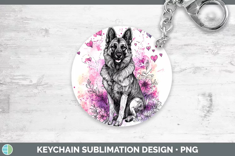Valentine Splash Dogs Norwegian Elkhound Dog Keychain Sublim