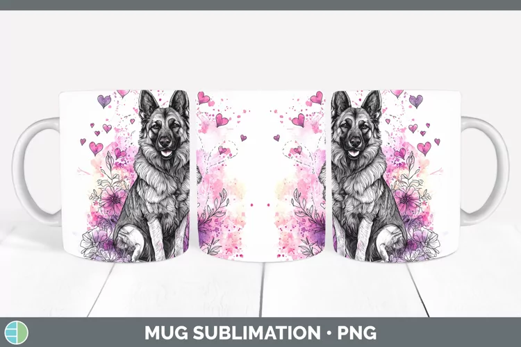 Valentine Splash Dogs Norwegian Elkhound Dog Mug Wrap Sublim