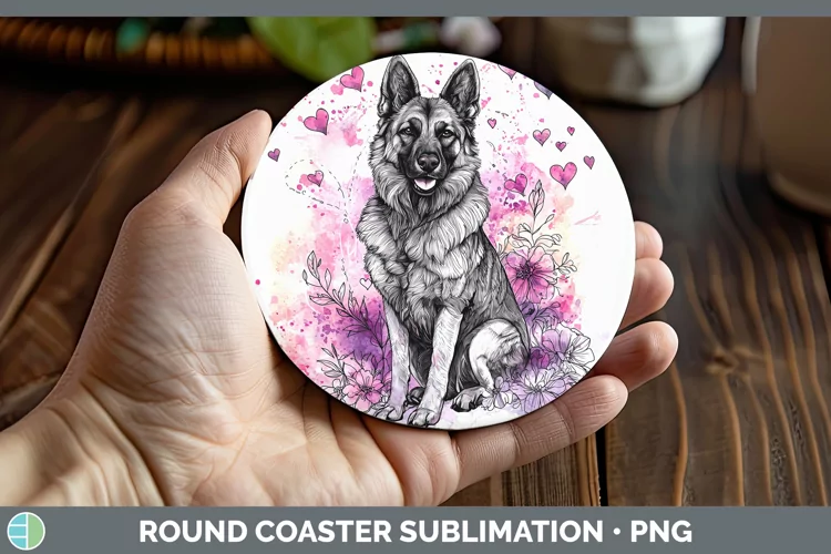 Valentine Splash Dogs Norwegian Elkhound Dog Round Coaster S
