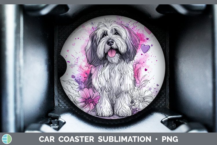 Valentine Splash Dogs Old English Sheepdog Car Coaster Subli