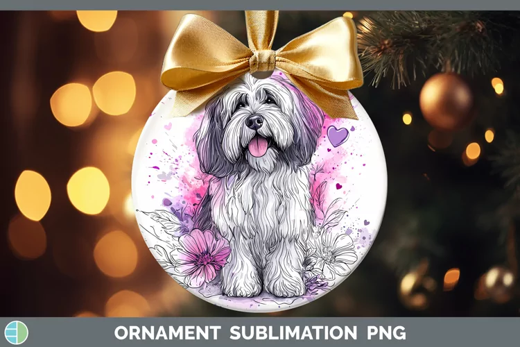 Valentine Splash Dogs Old English Sheepdog Ornament Sublimat