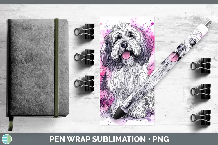 Valentine Splash Dogs Old English Sheepdog Pen Wrap Sublimat