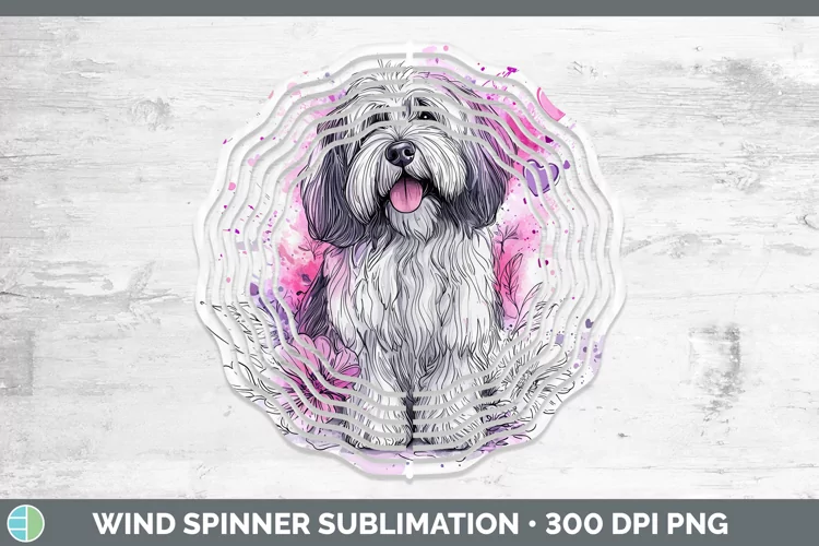 Valentine Splash Dogs Old English Sheepdog Wind Spinner Subl