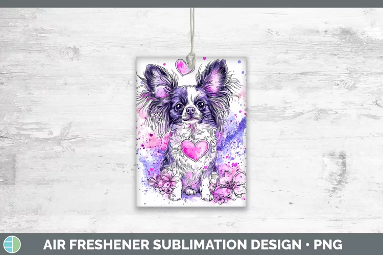 Valentine Splash Dogs Papillon Dog Air Freshener Sublimation