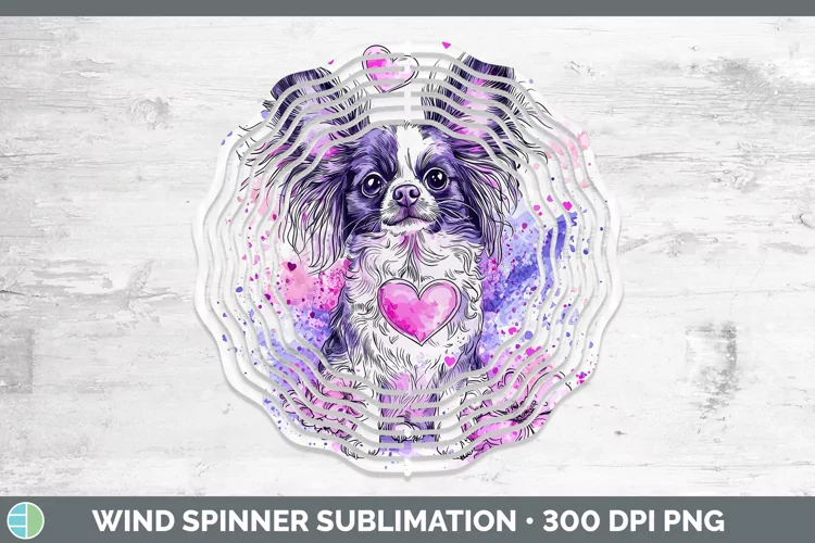 Valentine Splash Dogs Papillon Dog Wind Spinner Sublimation
