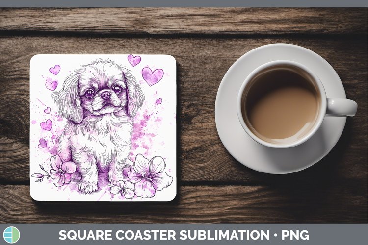 GorgeousValentine Splash Dogs Square Coaster design.
