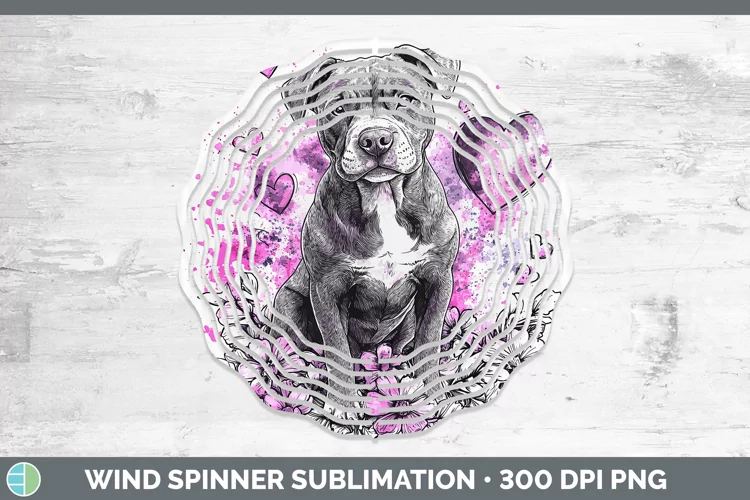 Valentine Splash Dogs Pit Bull Wind Spinner Sublimation Spin