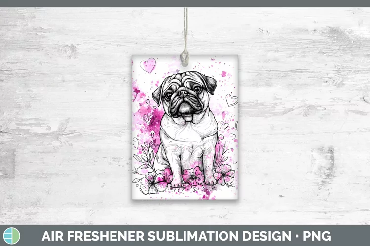 Valentine Splash Dogs Pug Air Freshener Sublimation Car Fres