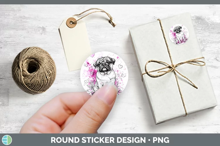 Valentine Splash Dogs Pug Stickers | Round Labels Designs