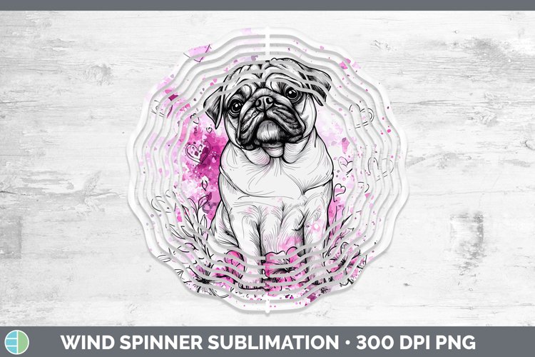Valentine Splash Dogs Pug Wind Spinner Sublimation Spinner D